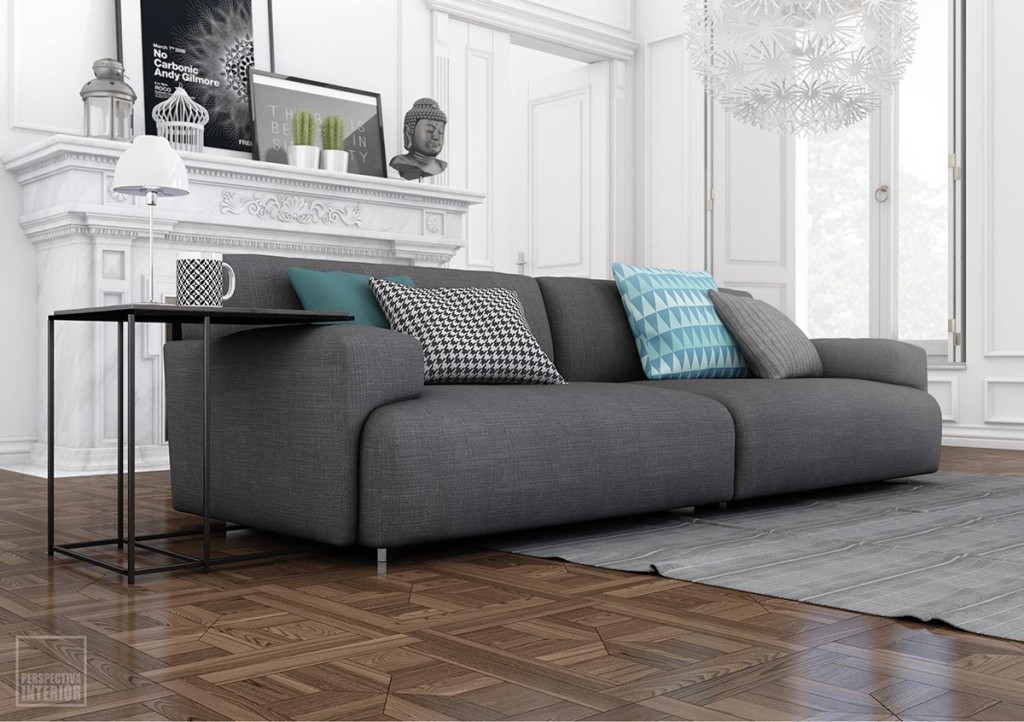 Grey & Wood Living Room by Patrícia de Carvalho